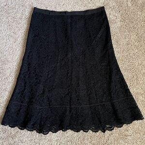 Vintage Old Navy Skirt Womens 12 Black Lace A-Line Knee Length Femi Lined 00 Y2K